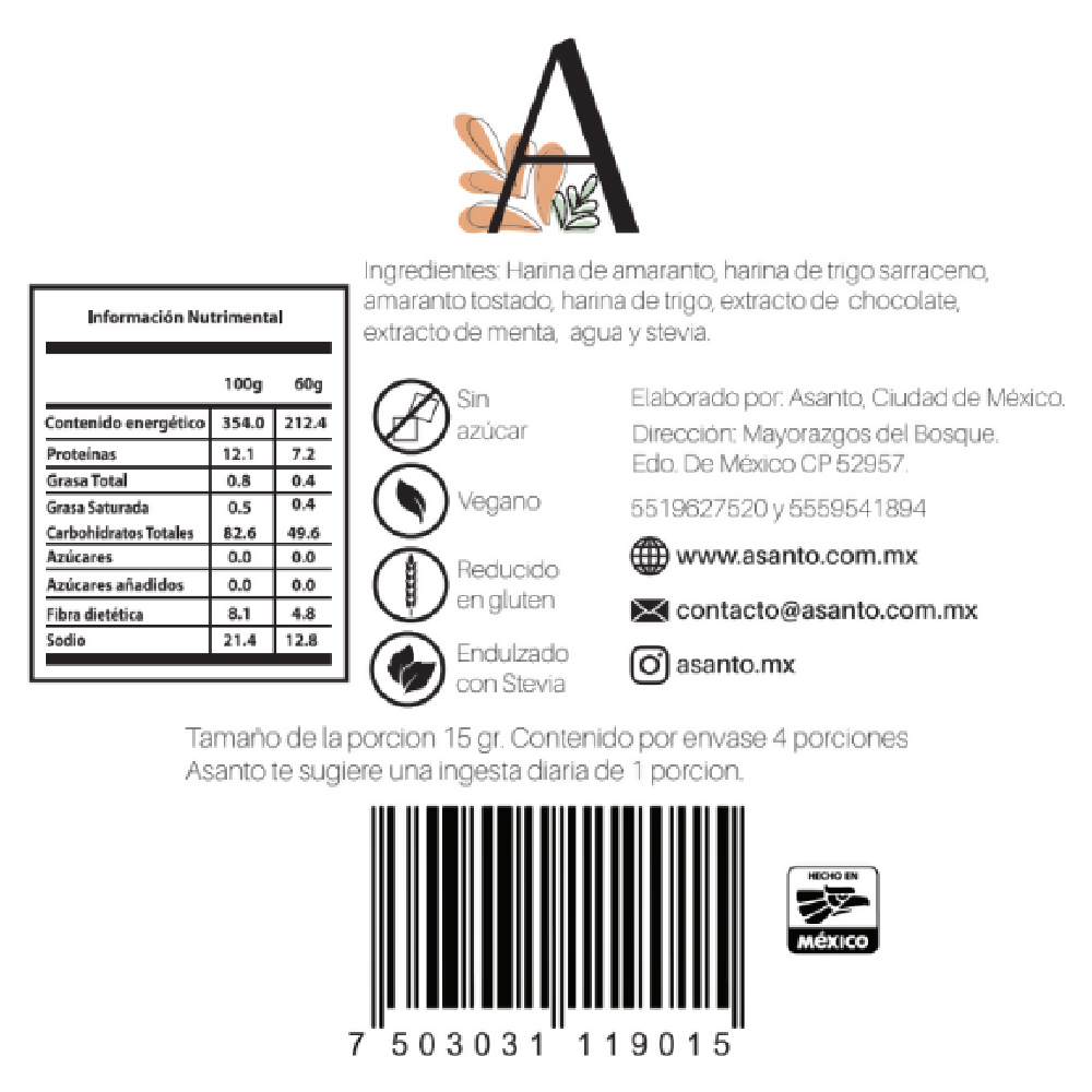 Obleas De Amaranto Sabor Chocolate Con Menta