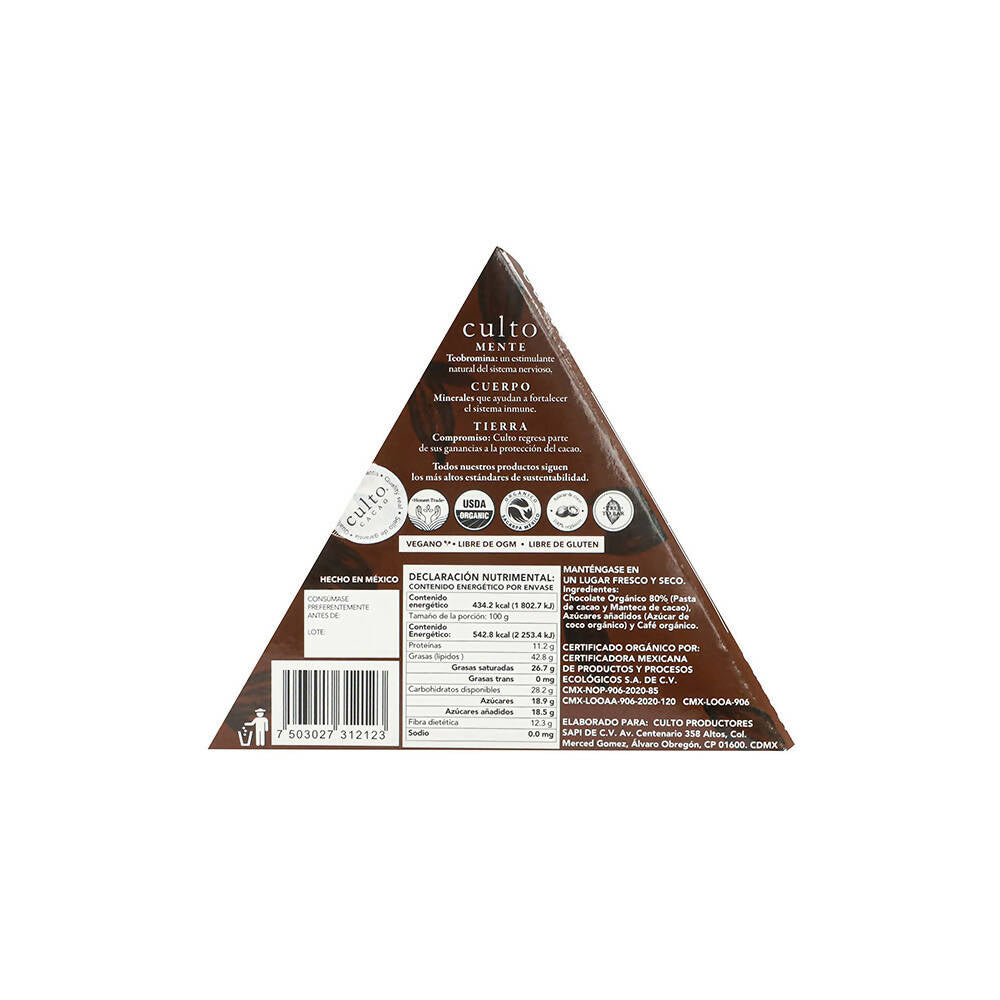 Chocolate Orgánico 80% con Café