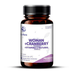 CRANBERRY - WOMAN + VITAMINA C Probióticos y Prebióticos, 3 cepas / 20 billones UFC